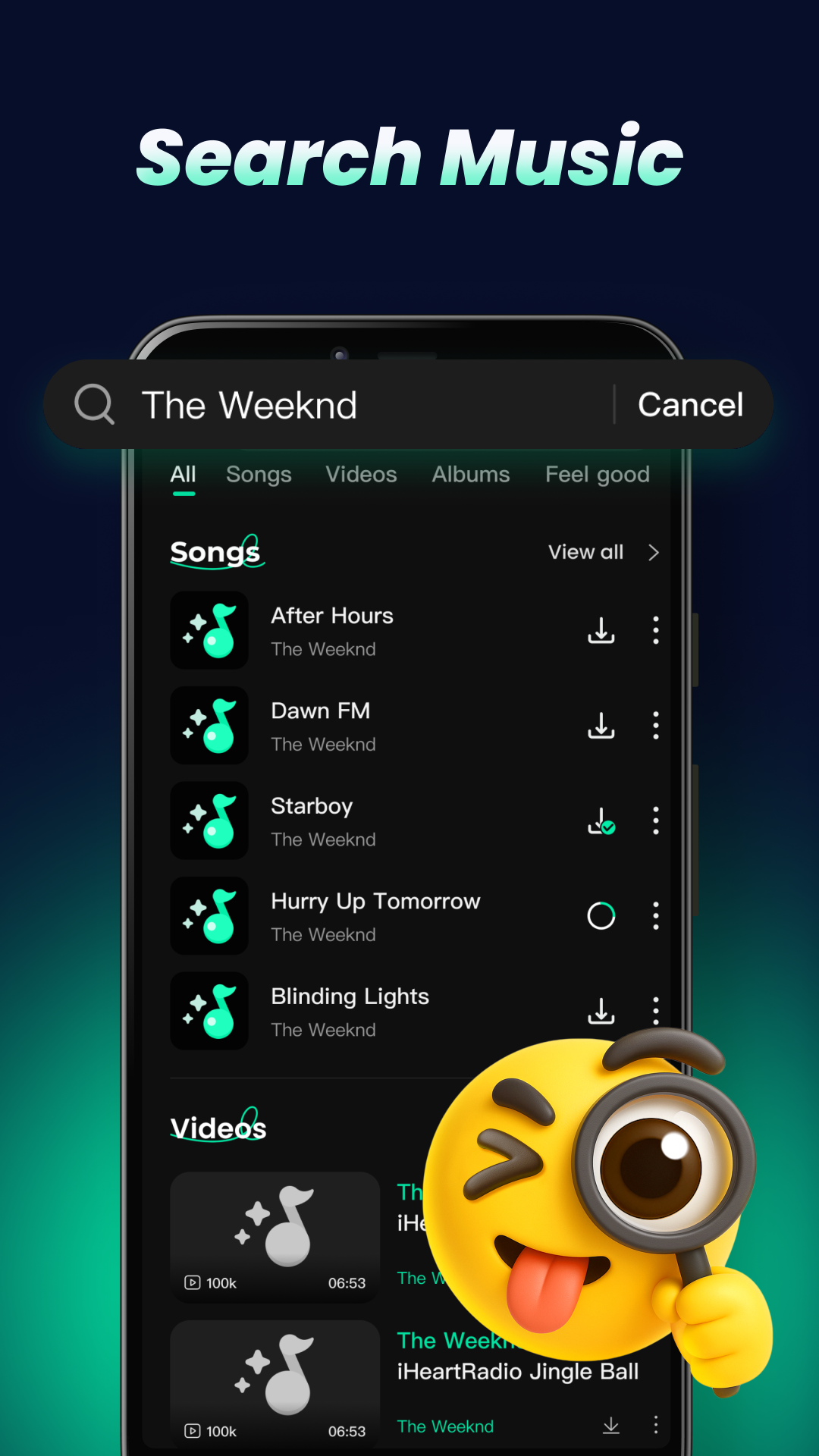 Search music screen